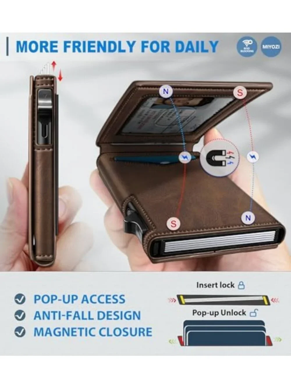 Slim RFID Blocking Wallet for Men - Minimalist Bifold Card Holder, ID Window